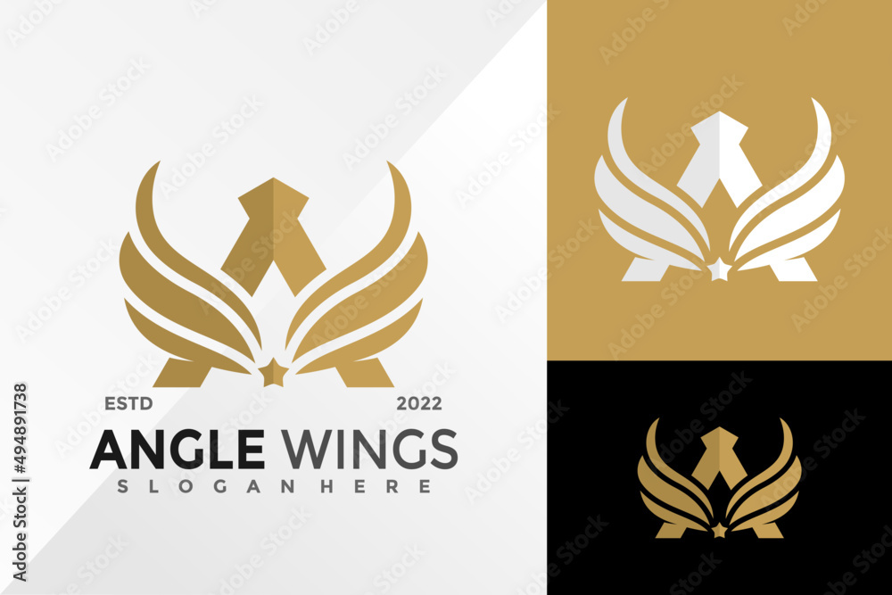 Letter A Angle Wings Logo Design Vector illustration template Stock ...