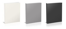 Three paperback books blank template white, grey and black for presentation layouts and design.