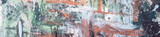 Fototapeta Młodzieżowe - Long, thin and wide art background in spontaneous paint and abstract patterns for design - in panorama.