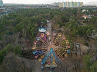 Poster - City park of Kyiv. Aerial drone view.