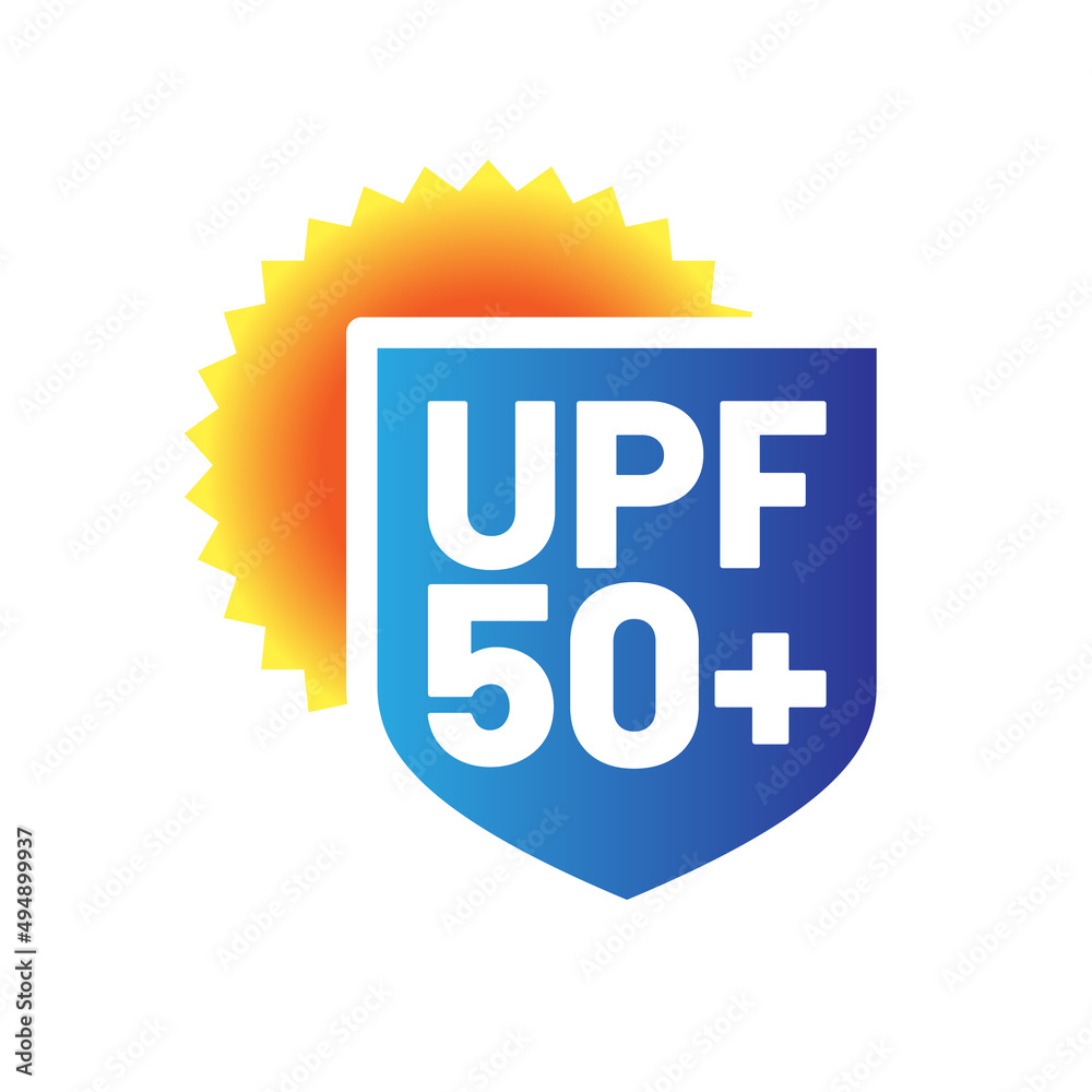 UPF icon. Ultraviolet Protection Factor sign. Ultra violet sunrays protection symbol. Vector illustration. Adobe Stock