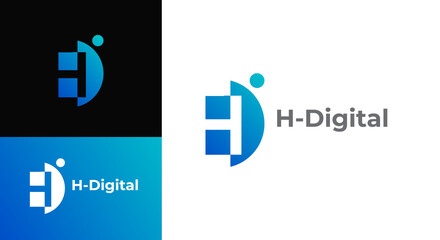 Sticker - Business corporate letter HD logo design vector. Colorful letter HD logo vector template. Letter H logo for technology.