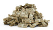 Big pile of Japanese yen notes a lot of money over white background. 3d rendering of bundles of cash