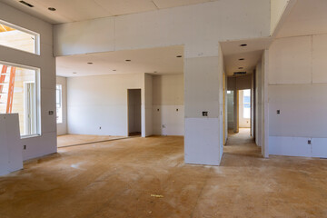 Wall Mural - Finished sheetrock in new home construction interior room