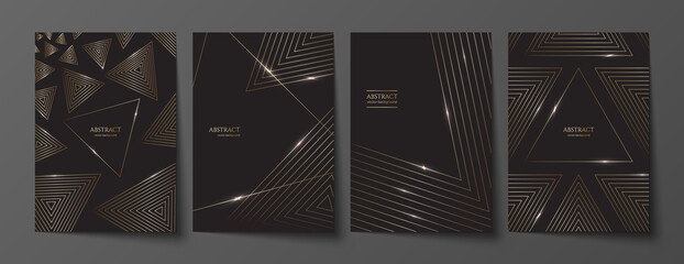 Wall Mural - luxury golden geometric a4 templates set. collection of black premium backgrounds design with elegan
