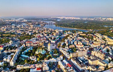 Canvas Print - Aerial view of Saint Sophia Cathedral in peaceful Kyiv, Ukraine before the war with Russia