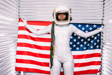 Black Astronaut With American Flag