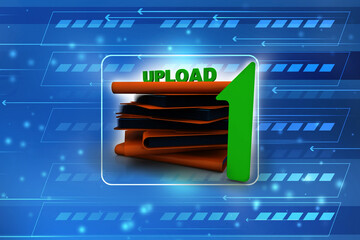 Poster - 3d rendering Folder with Upload Icon