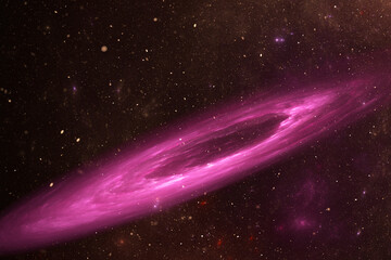 Wall Mural - scenic view of a pink galaxy among tiny stars as a background