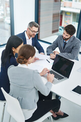 Aufkleber - Getting down to business. High angle shot of a group of corporate businesspeople meeting in the boardroom.