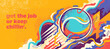 Abstract tennis banner design with tennis ball and colorful splashing shapes. Vector illustration.