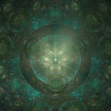 Abstract Fractal Backdrop With A Green Kaleidoscope Pattern