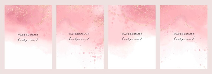Wall Mural - Set of vector watercolor universal backgrounds with copy space for text. Design for social media, card, invitation, brochure, cover.
