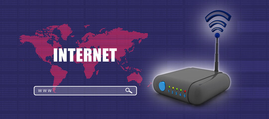 Poster - 3d rendering Transmitter WiFi network