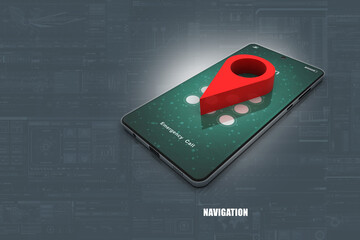 Fototapete - 3d illustration mobile GPS navigation concept

