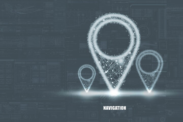 Fototapete - 2d rendering Red map pointer
