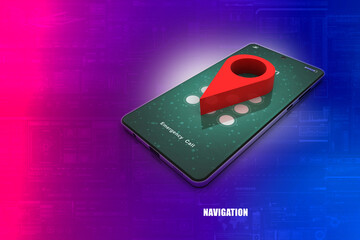 Fototapete - 3d illustration mobile GPS navigation concept
