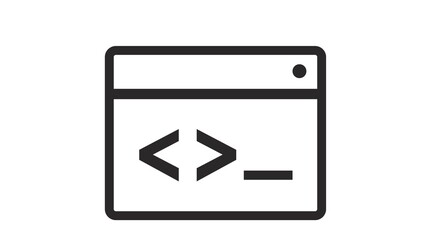 Code Icon. Vector isolated editable black and white flat icon or illustration of code