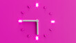 3D rendering of a pink clock showing 15 minutes to 6 o'clock, pm am 5:45 time