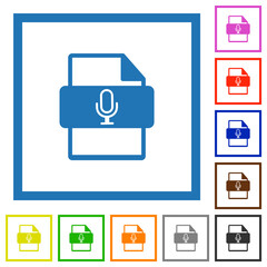 Poster - Podcast file type flat framed icons