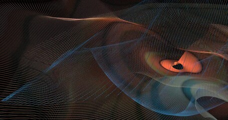 The movement of aerial network lines. Waves of transparent particles in cyberspace.