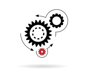 Poster - Rotating Mechanical Gear Connection Tech Icon Line Art