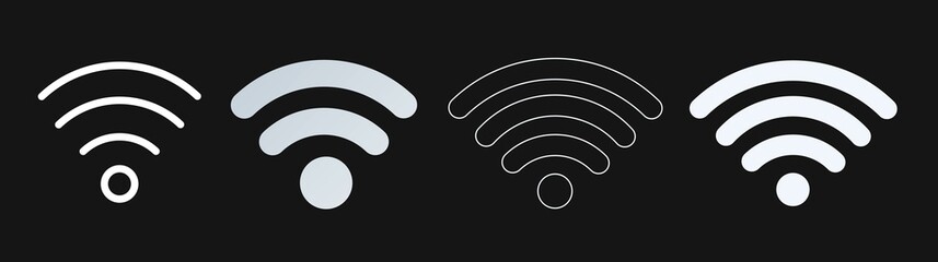 Poster - Wifi Wireless Lan Internet Signal Flat Icons For Apps Or Websites - Isolated On white