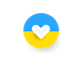 Aufkleber - Heart with Ukraine flag colour. Support Ukraine concept. vector illustration isolated on white