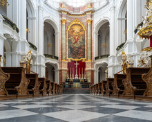Beautiful View Of The Interior Of The Frauenkirche Church In Dresden