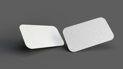 Wall Mural - silver foil blank business cards on a dark floor. 3d rendering