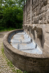 Canvas Print - View of a fountain in Klosterbergegarten, Magdeburg