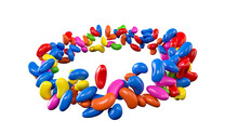 Rainbow Colorful Jelly Beans Flying Around 3d Illustration