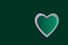 Green Heart On A Green Background With Copy Space For Your Card