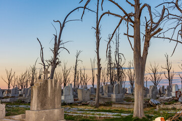 Epecuen Cemetery in Argentina abandoned in 1985 because the flood completely covered it