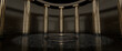 Golden And Black Marble Classic, Modern, Luxury Columns With Round Pedestal. Pillar Background - 3D Illustration	
