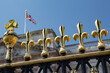 Selective focus shot of the golden gate of the Buckingham Palace
