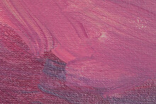 Closeup Of Pink Painting With Paintbrush Structure.