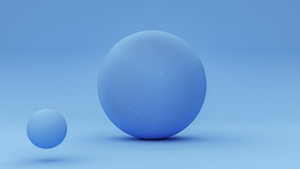 Poster - Blue sphere ball isolated on blue background. 3d rendering.