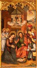 Papier Peint - VALENCIA, SPAIN - FEBRUAR 14, 2022: The painting of Nativity in the Cathedral by Vicente Macip from end of 15. cent.