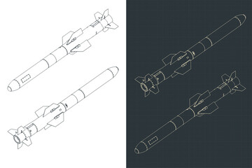 Wall Mural - Missile isometric blueprints