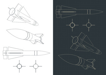 Wall Mural - Air-to-air missile blueprints