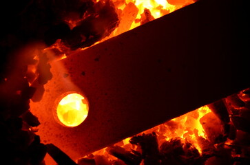 Poster - An incandescent metal product on an anthracite coal fire.