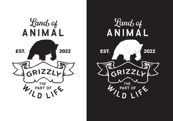 Wall Mural - Typography Logo Grizzly Wild Life Vector Illustration Template Good for Any Industry