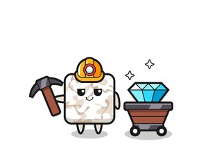 Sticker - Character Illustration of ceramic tile as a miner