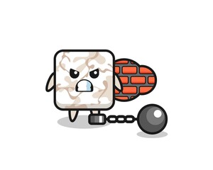 Sticker - Character mascot of ceramic tile as a prisoner