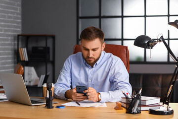 Sticker - Male notary public working in office