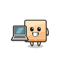 Sticker - Mascot Illustration of pizza box with a laptop