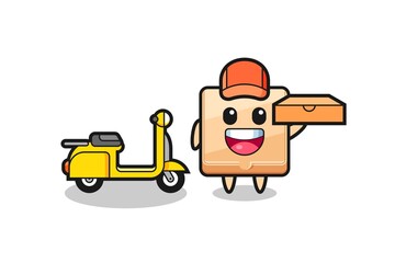 Sticker - Character Illustration of pizza box as a pizza deliveryman