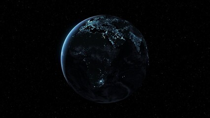 Sticker - planet earth with realistic geography surface and orbital 3d cloud atmosphere . outer space view of 
