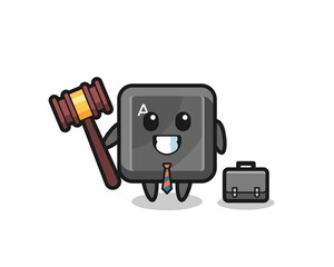 Canvas Print - Illustration of keyboard button mascot as a lawyer